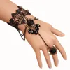 Rosetic Vintage Gothic Damen-Ring-Armband, schwarze Spitze, Metall, Schmetterlingsband, Blumenperlen, Quaste, geschichtete Kette, Party, Abschlussball, Geschenke