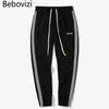 4 Renk 2018 Sonbahar Yeni Dama Çizgili Stripes Dikiş Kadın erkek Elastik Bel Pantolon Hip Hop Rahat Joggers Sweatpants D18101102