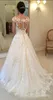 Simple Cheap Wedding Dresses Jewel Short Capped Sleeves A-Line Bridal Gowns Back Covered Button Custom Made Wedding Gowns With Applique