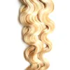 Il colore di P27/613 Micro Loop Ring Collegamenti Estensioni dei capelli umani 1 g/filo 100 S Capelli biondi Remy Onda del corpo Micro Bead Pezzi di capelli