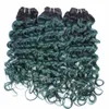 # 1b / groen Ombre Braziliaanse menselijke hair extensions 3 stks diepe golf donkergroen ombre maagdelijke remy menselijk haar bundels braziliaanse haar weeft