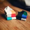 Mode hommes décontracté cheville chaussettes été style messieurs couleur géométrique couleur peigné hommes haute qualité 100% coton coloré