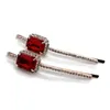 Trendy Red Hair Pin Rose Gold Square Clear Crystal Hair Barrettes Black Rhinestone Hair Clips For Women Girls