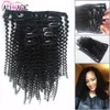 8pcs Mongolian Virgin Hair African American afro kinky curly hair clip in human hair extensions natural black clips ins easy