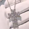 2018 Nieuwe Collectie Top Selling Luxe Sieraden 925 Sterling Silver Six Princess Cut 5A Cuubic Zirconia Cross Hanger Collier voor vrouwen