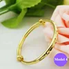 Adjustable Sizze Baby Bangles Lovely High Polished 24K Yellow Gold Plated Shiny Bracelet Bangles for Babies Kids Children