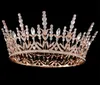 Queen Round Crown Pageant Tiara Wedding Fascia da sposa Accessori per capelli retrò Copricapo di gioielli Ornamento per capelli con strass di cristallo Copricapo