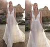 Elegant Bohemian Beach Country Bröllopsklänningar Plugging Appliques Floral Plus Storlek Billiga Bröllopklänningar Beställningar 2018 Robe de Mariée Boho Summer