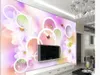 Personalizzato Photo Wallpaper KTV Originale moderno minimalista 3D cerchio trasparente fiore sfondo muro 3d Wallpaper pittura murale