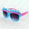 Children Sun Glasses Cut Frog Shape With Brim Sunglasses Shade Kids Eyewear UV400 6 Colors Wholesale