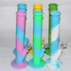 Silicone Dab Rig Water Bong Pipe Portable Silicone Smoking Pipe Unbreakabale Bubbler Bong with Glass Diffuse Down stem mini bong DHL