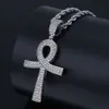 Collana con ciondolo croce Ankh di nuova moda Hip Hop, colore argento placcato oro, pietra CZ, regalo di gioielli con catena in oro da uomo