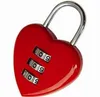 Cute Pink Red Heart Pattern Shape 3 Digit Dial Metal Code Number Password Baggage Lock