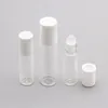 5 flacons roulants transparents de 10 ML avec boule en verre pour huiles essentielles, parfum, flacons en verre avec couvercles blancs, format voyage