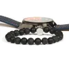 Neues Design Silber Edelstahl Schädel Armband Großhandel 10 teile/los Nicht Verblassen Perlen Armbänder Mit 8mm Naturstein