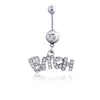 Silver/Pink Sexy Crystal Body Piercing Surgical Button Belly Ring Jewelry Navel Bar