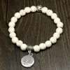 8 mm weiße Howlith-Perlen, Yoga-Perlen, Kürbis-Mala-Gebetsarmband für Meditation, Lebensbaum-Anhänger, Armband für Frauen