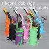 Kiselriggar Rökning Glas Vattenrör Hookah Bongs Silicone Dab Rig Cool Shape + 4mm 14mm Man Quartz Nails