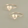 Simple Gold Heart Dainty Name Letters Pattern Rings Popular Gold/Silver Letter Carved Meaningful Initial Finger Ring Women Jewelry Gift