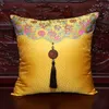 Jade Tassel Luxury Natural Mulberry Silk Pillowcase Home Decor Cushion Cover Chair Sofa Lumbar Cushion Chinese Pillow Covers