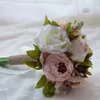 Goedkoop handgemaakte bruidsmeisje bruiloft decoratie schuim bloemen bruids bridemaid bruiloft boeket witte satijnen romantische bruiloft boeket cpa1565