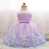 Bautizo de los bebés vestidos de verano de los cabritos El partido rosado del vestido floral de los vestidos Niño de la muchacha 1r Ropa Bebes flor Frocks 24M