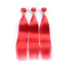 Virgin Brazilian Pure Red Human Hair Weaves with Frontal Closure Silky Straight Colored Red Full Lace Frontal 13x4 with 3 Bundles 4891499