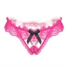 Sexiga trosor kvinnor bikini spetsar trosor g underkläder underkläder bowknot ihåliga ut rosa trosor crotchless blommor broderi erotiska t-b288p