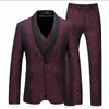 2018 New  Fashion Men Suits Blazers Red printing Slim Fit Suit Formal Wedding Business Male Tuxedos Groom Prom Party Suit