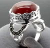 16x16mm Natural Red Agate Gems Marcasite 925 Sterling Silver Ring Size 7/8/9