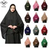 이슬람 Hijab 여성을위한 짧은 abayas 헤드 커버와 함께 이슬람 터키 이슬람 의류 헤드 커버 헤드 스카프 여성의 느슨한 가운 최고 품질 이슬람 히 자브