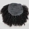 Yüksek Puf Afro At Kuyruğu İpli Kısa Afro Kinky Kıvırcık Pony Tail Klip İnsan Kıvırcık Saç Bun At Kuyruğu Wrap Updo Saç Uzatma 140g