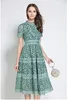 ZAWFL, высокое качество, платье для автопортрета, лето 2018, женское элегантное тонкое розово-зеленое ажурное кружевное платье миди, платье Vestidos3269455