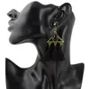 Idealway Vintage Alliage de Bronze Acrylique Pierres Précieuses Triangle Fil Gland Boucles D'oreilles Bijoux