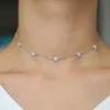 925 Sterling Silver Star Necklace Micro Pave CZ CZ Söt stjärn Charm delikat minimal fin silverkedja Choker Charmiga halsband