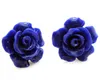 Ganska 4pair 10mm Rosa / Röd / Blå / Grön Korallrosa Blomma Silver Stud Örhängen