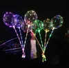 Luminous Bobo Balon z drążkiem 3 metry LED LED UP Transpare Balloony z kijami do dekoracji wakacyjnych 20pcs/Lot GA99