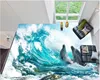 обои для детской комнаты Эстетических дельфин Камышей из воды Мирового океана 3D ванной Гостиной этаж