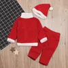 Xmas Baby Girls Boys Outfits Barn Santa Claus Top + byxor med hatt 3pcs / set 2018 Fashion Christmas Kids Kläder Ställer C5131