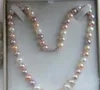 18" 9-10mm SÜDSEE NATURAL WHITE PINK PURPLE PEARL NECKLACE CHARNING CLASP