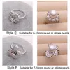 Ajustes del anillo de la perla de MLJY ajustes de los anillos de plata del circonio anillo de DIY para las mujeres convenientes para el tamaño ajustable de la perla 7-9mm regalo de la boda de la joyería