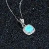 La collana quadrata di alta qualità di alta qualità in argento sterling di alta qualità si adora le ragazze adorano il regalo blu antincendio Opal Jewellry1226173