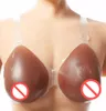 Afrikansk hudfärg Bröstformband på Tear Drop Shape Silicone Fake Bröst Crossdresser Artificial Boobs Protesis Shemale Användare