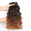 Onda de água # 1B / 4/30 Auburn Ombre Brasileira Virgem Do Cabelo Humano 3 Pacotes com Fecho Ondulado Molhado 3 Tom Ombre Tece com Fechamento Do Laço 4x4