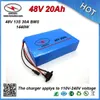 Deep Cycle PVC COLED 48V litiumjonbatteri 20AH för elektrisk E-cykel Byggd 18650 Cell 30A BMS och 54,6V 2A laddare