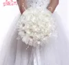 2018 Newest Wedding Bridal Bouquets with Handmade Flowers Peals Crystal Rhinestone Rose Wedding Supplies Bride Holding Brooch Bouq3020040