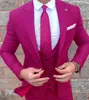 Gwenhwyfar 2018 Fuchsia Men Suit Set Peak Lapel Blazer Men Suits Wedding PROOM TUXEDO Casual Ourning Pants Kamizelka 3 sztuki 236V