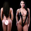 2017 Hot Sexy Lingerie a tre punti Sexy Deep V Busto aperto Pigiama da notte Pigiama Donna Passione Sexy Scollatura esposta Biancheria intima Nero S918