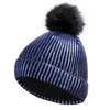 6 färger polyester palcins stripe pom pom vinter hattar vuxna barn hattar mössor monterade hatt lyx polo hattar varmare skalle kepsar