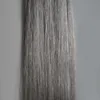 Klasa 8a Małpa przedłużenia Gray 40pcs skóra Włosy Włosy Włosy Prosto szara dziewicze włosy Niewidoczna taśma Remy w Extensions9110820